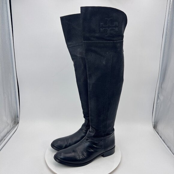 Tory Burch Shoes - Tory Burch Simone Women Size 8.5M Black Leather Over Knee Back Zip Riding Boot